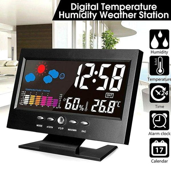 š„Digital LED Temperature Humidity Monitor Weather Forecast LED Table Alarm Clock