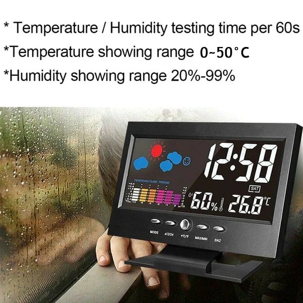 š„Digital LED Temperature Humidity Monitor Weather Forecast LED Table Alarm Clock