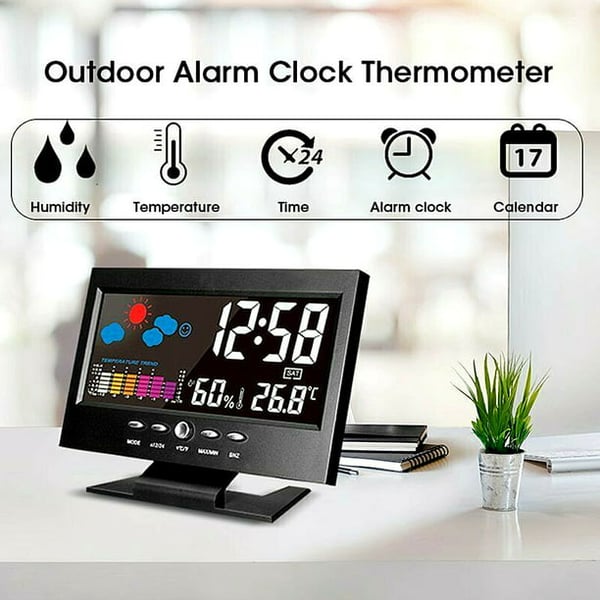 š„Digital LED Temperature Humidity Monitor Weather Forecast LED Table Alarm Clock