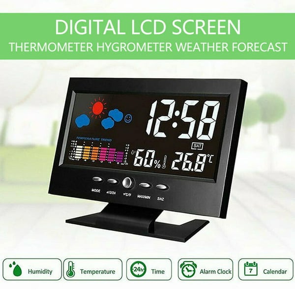š„Digital LED Temperature Humidity Monitor Weather Forecast LED Table Alarm Clock