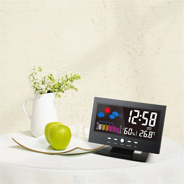 š„Digital LED Temperature Humidity Monitor Weather Forecast LED Table Alarm Clock