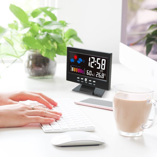 š„Digital LED Temperature Humidity Monitor Weather Forecast LED Table Alarm Clock