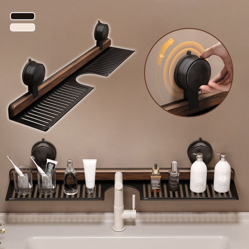 š„ Walnut Suction Cup Bathroom Shelf