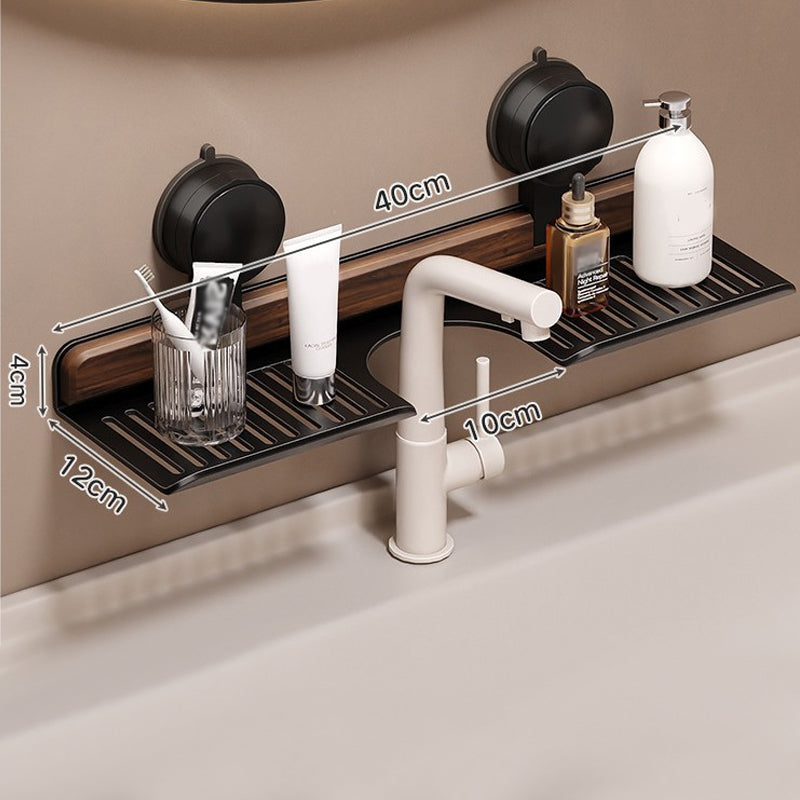 š„ Walnut Suction Cup Bathroom Shelf