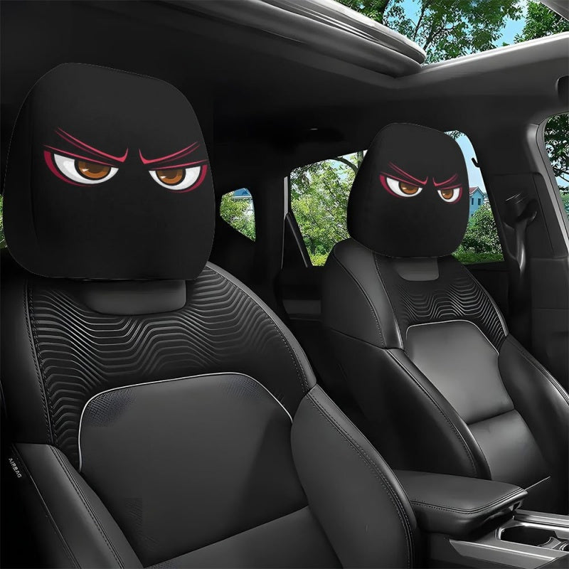 ๐ Funny Cartoon Car Headrest Covers โ 2PCS Universal Fit ๐