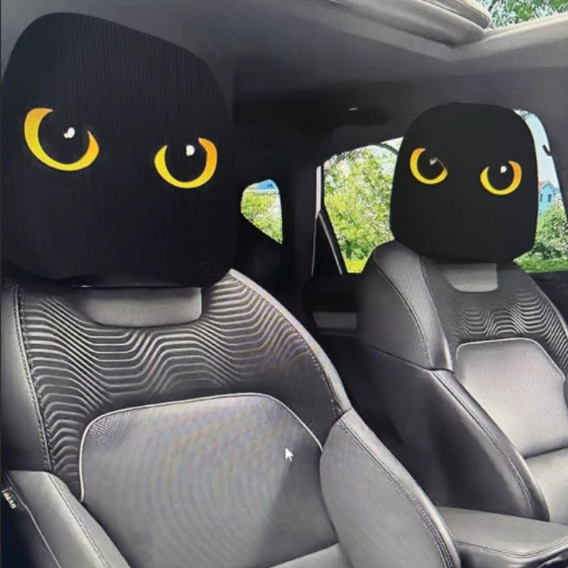 ๐ Funny Cartoon Car Headrest Covers โ 2PCS Universal Fit ๐