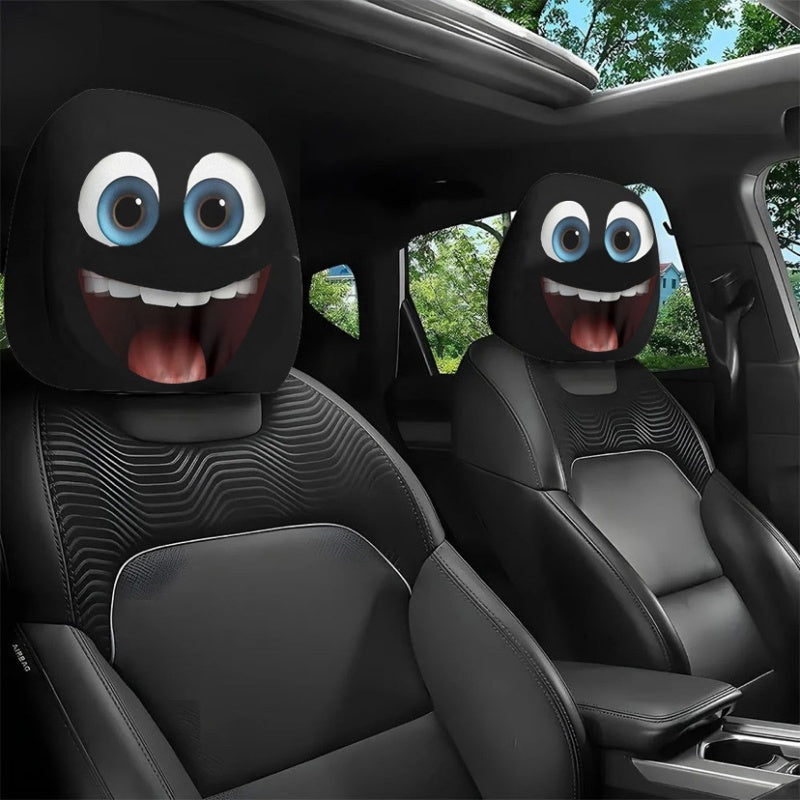 ๐ Funny Cartoon Car Headrest Covers โ 2PCS Universal Fit ๐