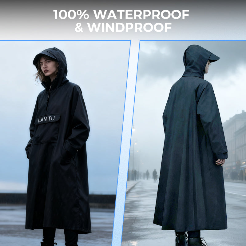 Waterproof Long Raincoat with Hood for Scooter