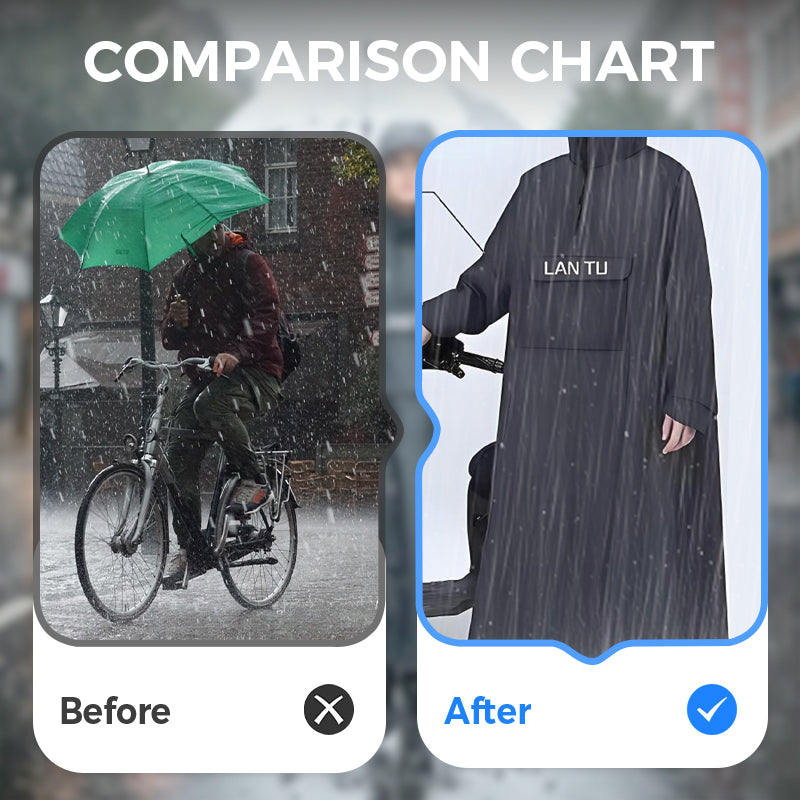 Waterproof Long Raincoat with Hood for Scooter