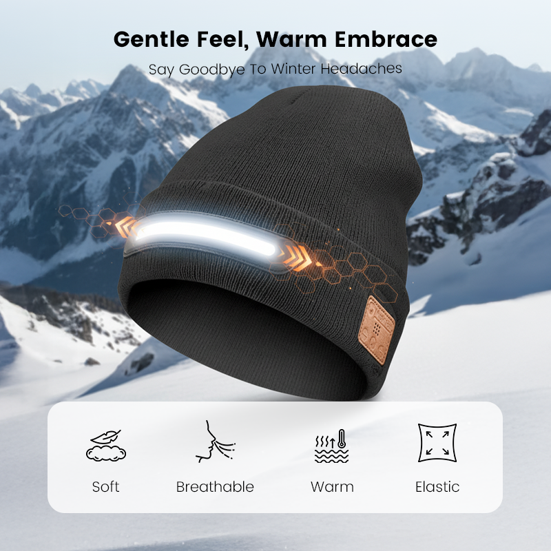 Rechargeable Bluetooth Beanie Hat with Light