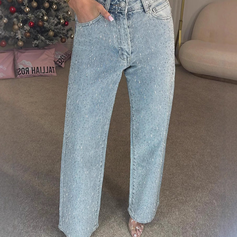✨50% OFF✨Straight Leg Jeans With Rhinestones