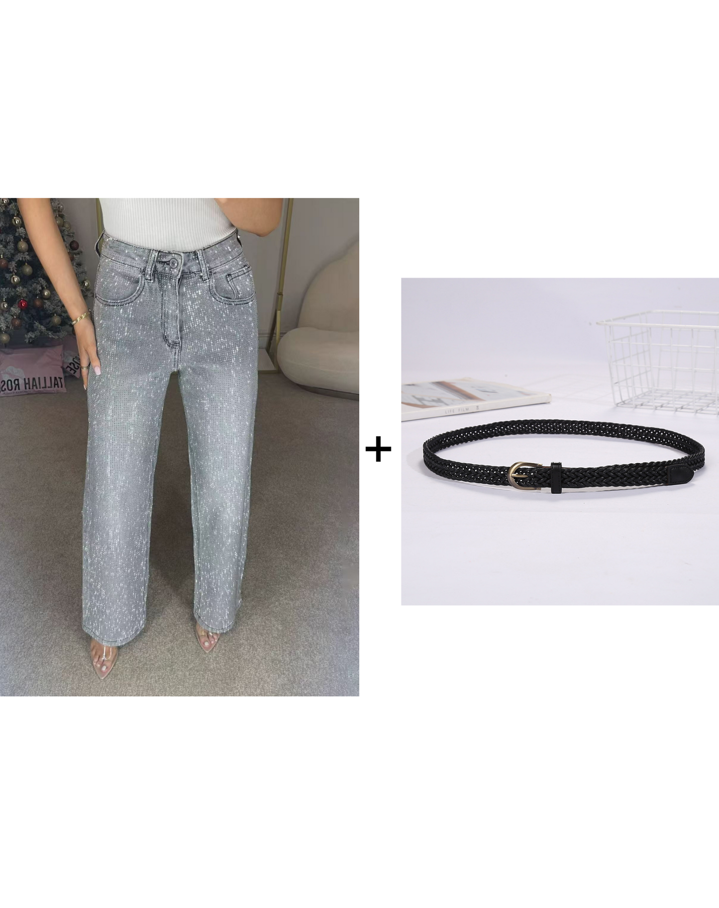 ✨50% OFF✨Straight Leg Jeans With Rhinestones