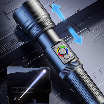 Zoomable LED torch with power bank function