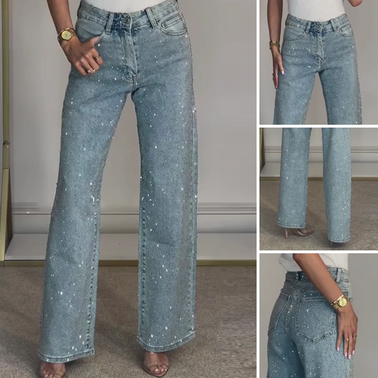 ✨50% OFF✨Straight Leg Jeans With Rhinestones