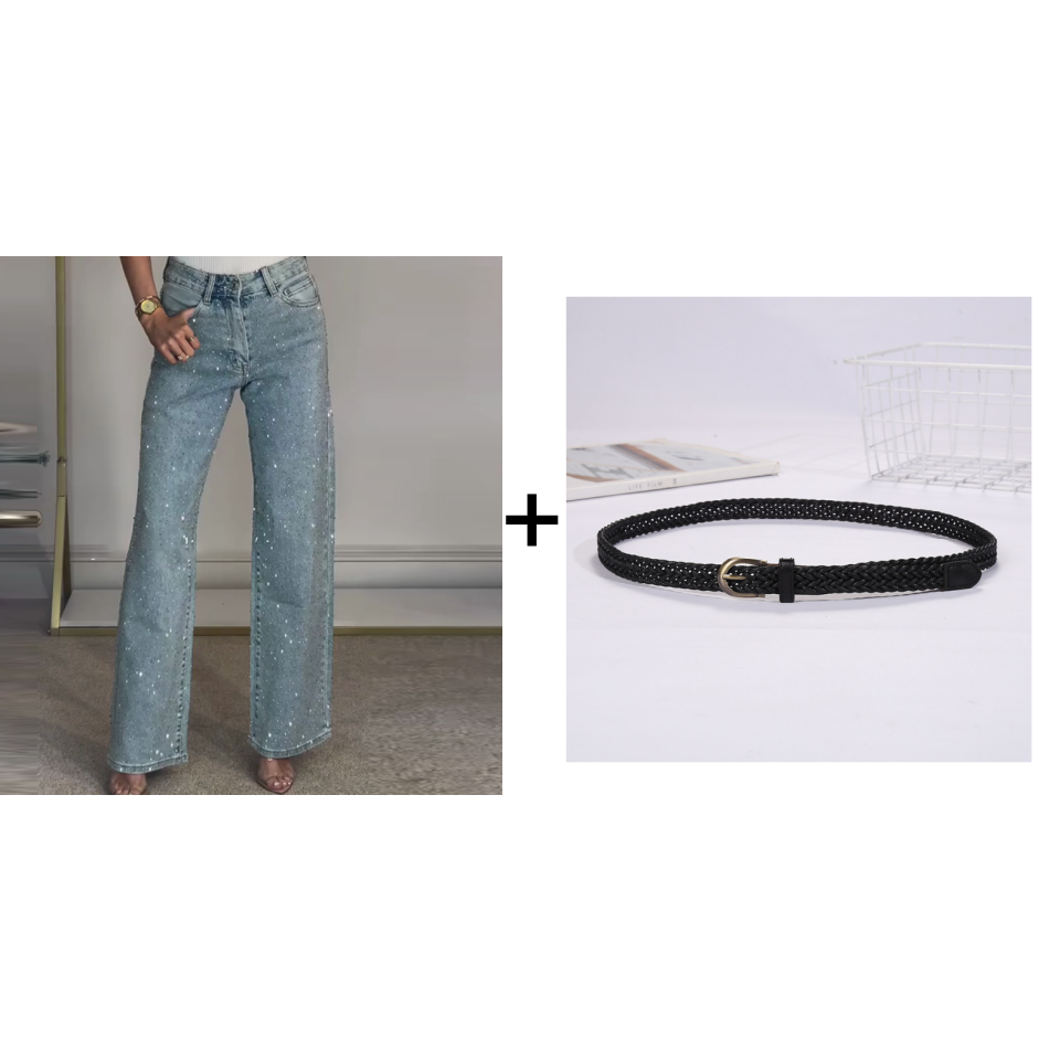 ✨50% OFF✨Straight Leg Jeans With Rhinestones