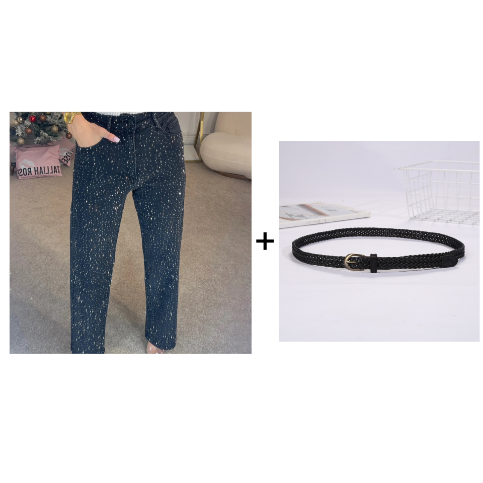 ✨50% OFF✨Straight Leg Jeans With Rhinestones