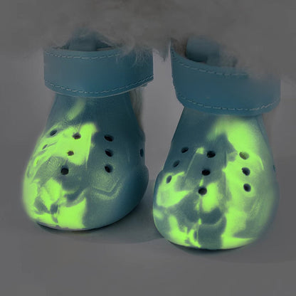 Breathable Glow-in-the-Dark Pet Shoes with Cut-out Design & Hook-and-Loop Closure for Small to Medium Dogs