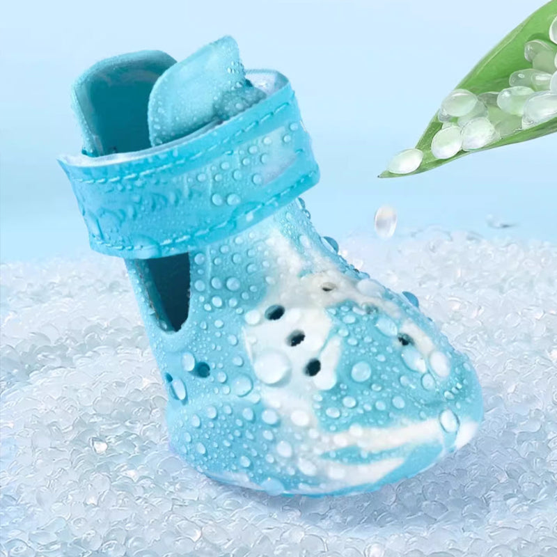 Breathable Glow-in-the-Dark Pet Shoes with Cut-out Design & Hook-and-Loop Closure for Small to Medium Dogs