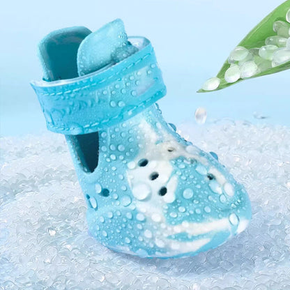 Breathable Glow-in-the-Dark Pet Shoes with Cut-out Design & Hook-and-Loop Closure for Small to Medium Dogs