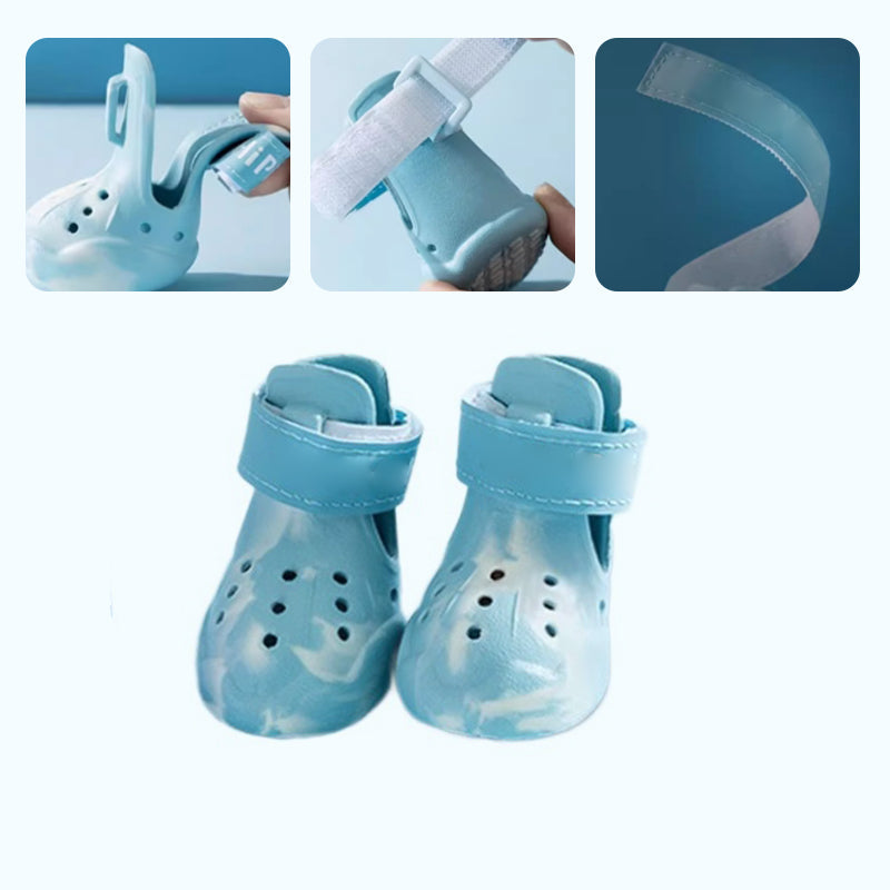 Breathable Glow-in-the-Dark Pet Shoes with Cut-out Design & Hook-and-Loop Closure for Small to Medium Dogs
