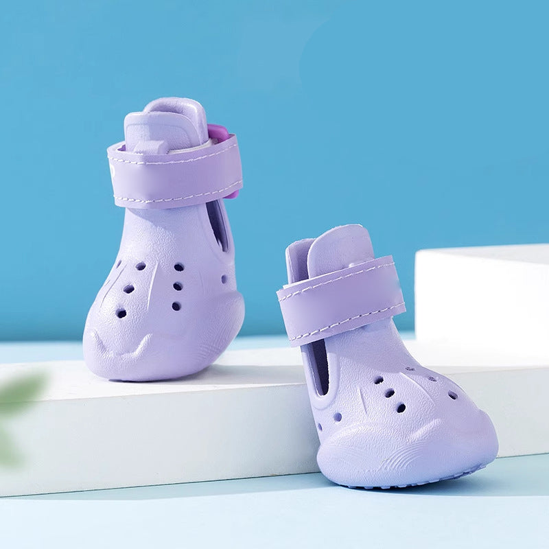Breathable Glow-in-the-Dark Pet Shoes with Cut-out Design & Hook-and-Loop Closure for Small to Medium Dogs