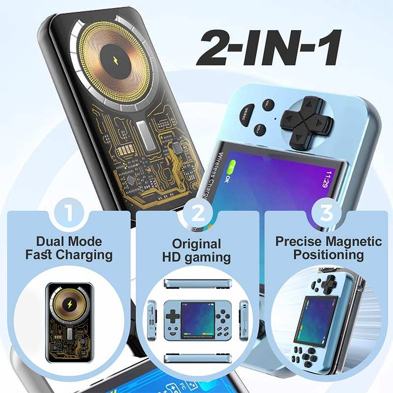 2-in-1 Magnetic Power Bank & HD Handheld Game Console