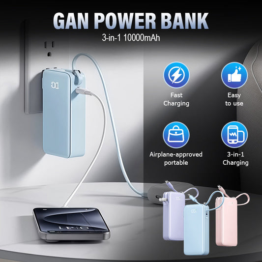3-in-1 10000mAh GaN Power Bank