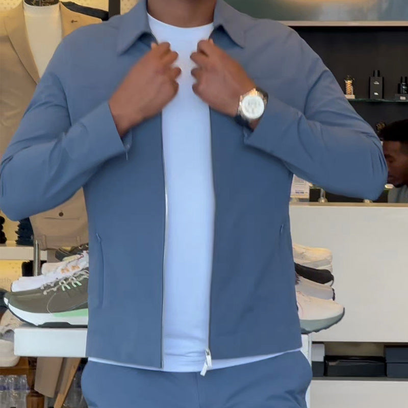 🔥Hot Sale🔥Men’s Casual Solid Color 2-Piece Set – Jacket & Pants