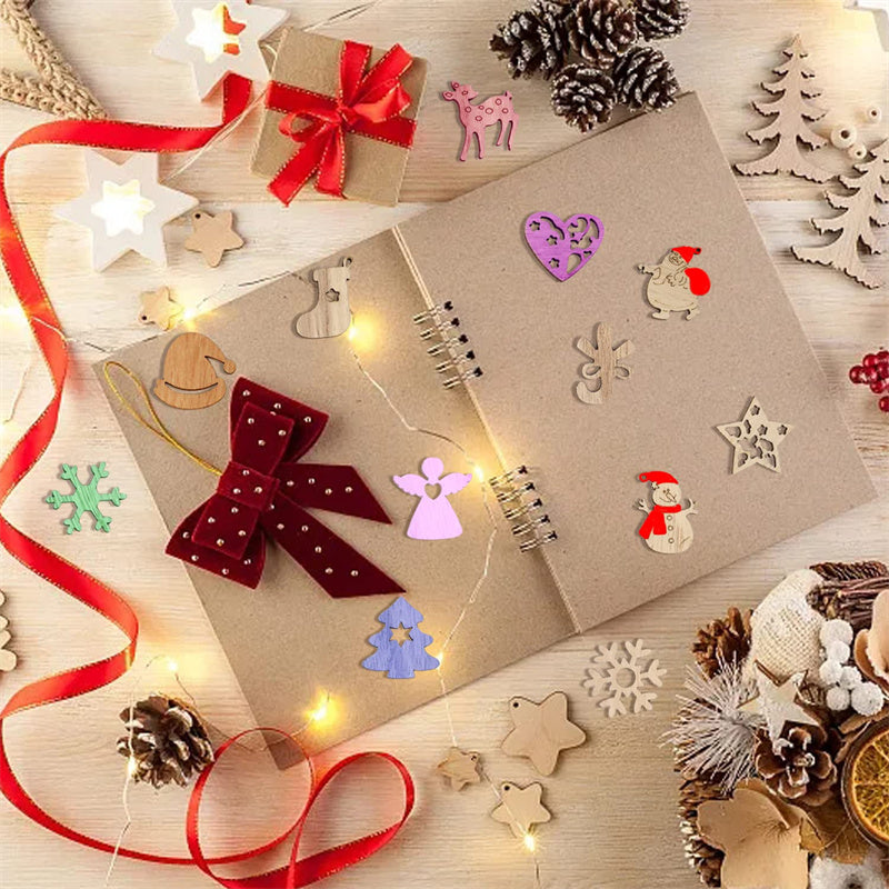 50/100PCS Unfinished Mini Wooden Christmas Ornaments