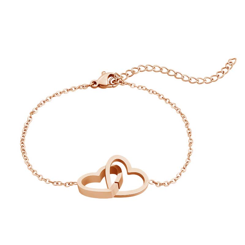 Collar/Pulsera Colgante de Corazones Entrelazados de Acero Inoxidable