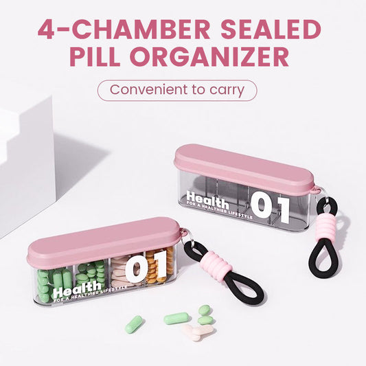 4 Compartments Portable Sealed Pill Organizer