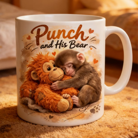 🥳VENTA CALIENTE 2026🥳 ¡50% DE DESCUENTO!🔥Taza de cerámica con el mono "Punch y su oso"